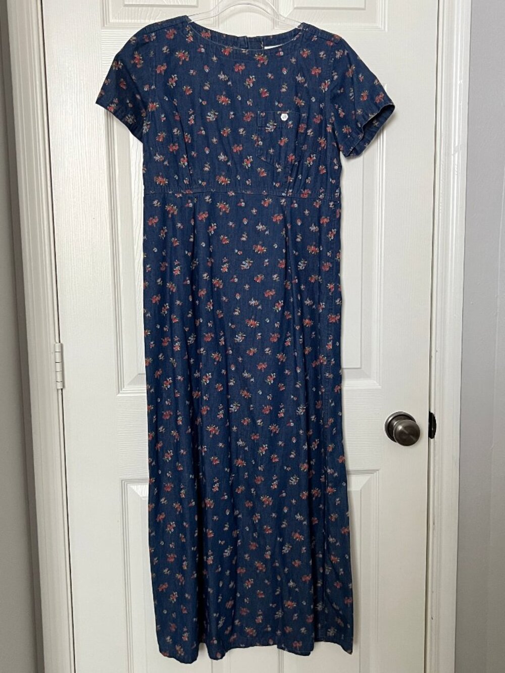 Vintage Liz Claiborne Floral Print Cotton Denim Dress